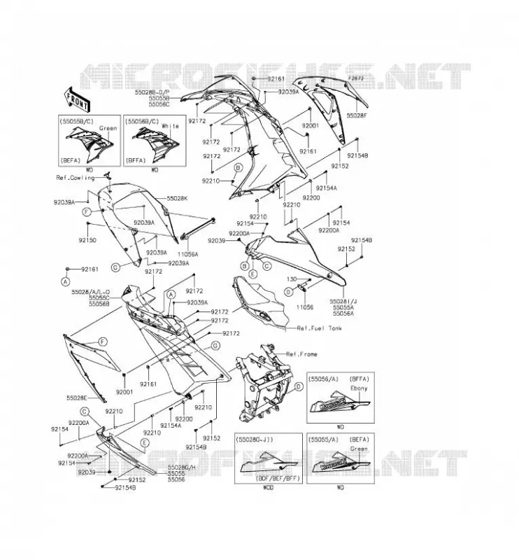 CARENAGE INFERIEUR Kawasaki MOTOS 300 2014 NINJA 300 ABS  EX300BEF