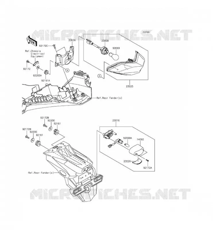 FEUX ARRI&Egrave;RE(S) Kawasaki MOTOS 300 2014 NINJA 300 ABS  EX300BEF