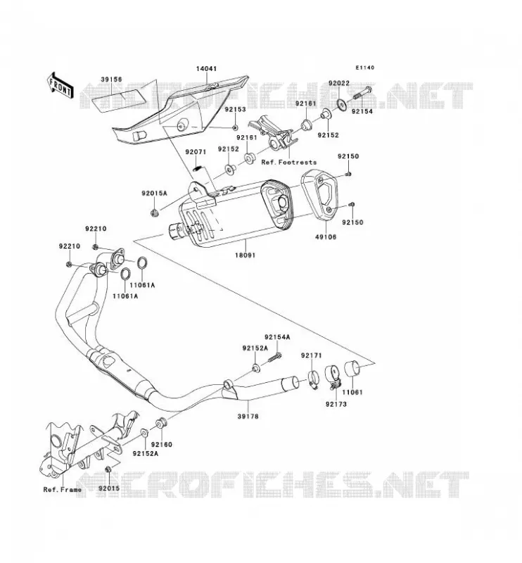 &Eacute;CHAPPEMENT Kawasaki MOTOS 300 2014 NINJA 300 ABS  EX300BEF