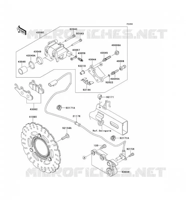 FREIN ARRIERE Kawasaki MOTOS 300 2014 NINJA 300 ABS  EX300BEF