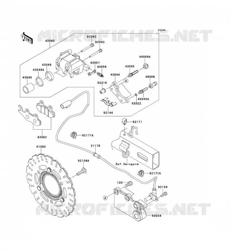FREIN ARRIERE Kawasaki MOTOS 300 2014 NINJA 300 ABS  EX300BES