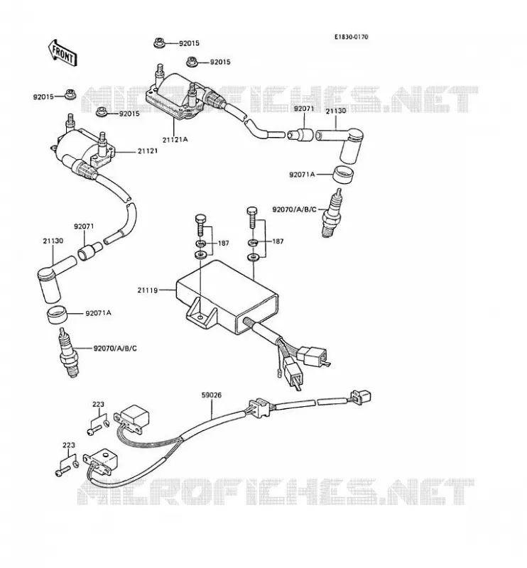 SYSTEME D&acute;ALLUMAGE Kawasaki MOTOS 305 1987 GPZ305 BELT DRIVE  EX305-B5