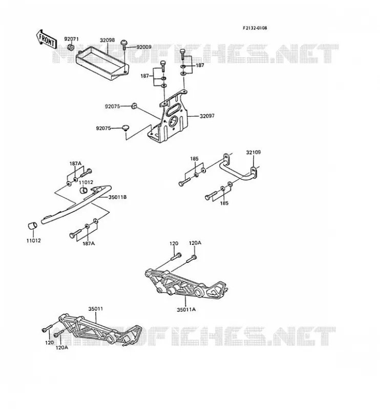 SUPPORT BATTERIE Kawasaki MOTOS 305 1987 GPZ305 BELT DRIVE  EX305-B5
