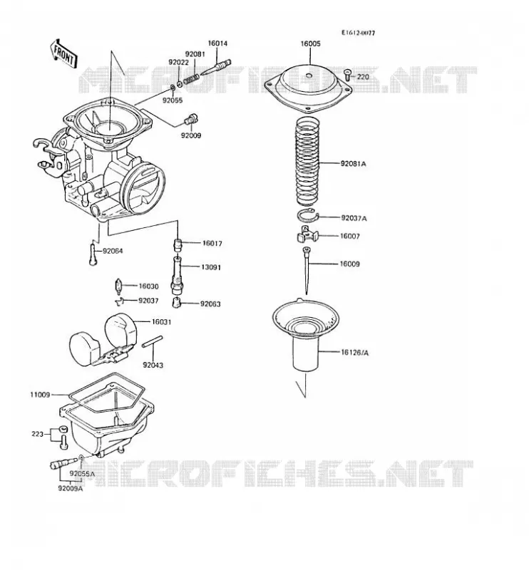 PI&Egrave;CES DE CARBURATEUR Kawasaki MOTOS 305 1987 GPZ305 BELT DRIVE  EX305-B5