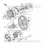MOYEU ARRIERE pour Kawasaki GPZ305 BELT DRIVE 1989