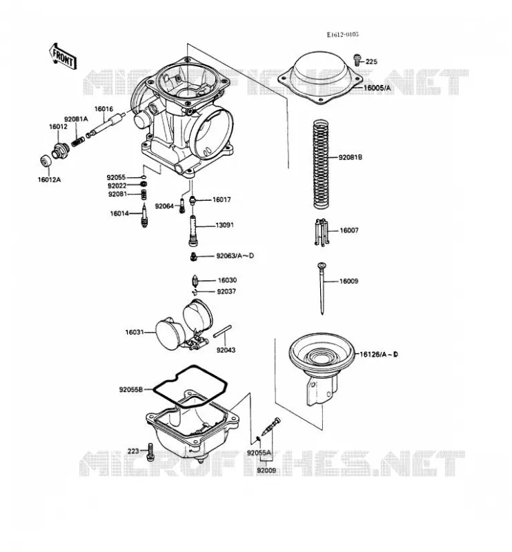 PI&Egrave;CES DE CARBURATEUR Kawasaki MOTOS 500 1989 GPZ500S  EX500-A3