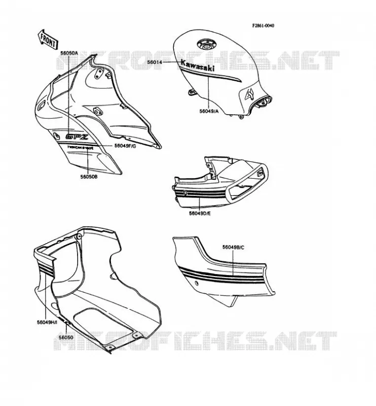 STICKER(ROUGE/BLANC) Kawasaki MOTOS 500 1991 GPZ500S  EX500-A5