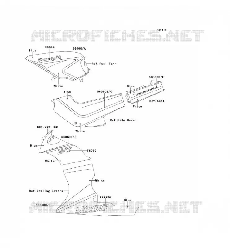 STICKER Kawasaki MOTOS 500 1993 GPZ500S  EX500-B6