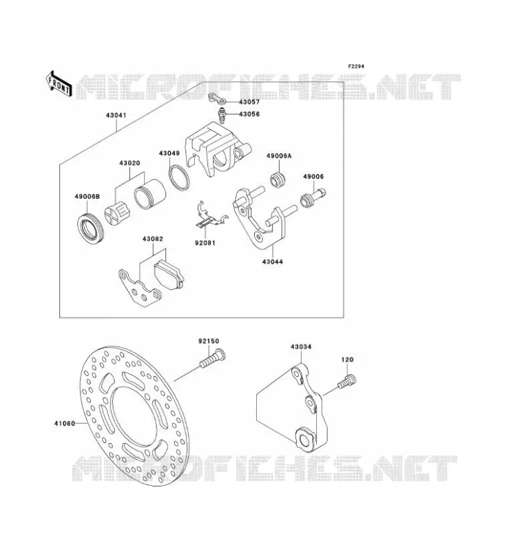 FREIN ARRIERE Kawasaki MOTOS 500 2003 GPZ500S  EX500-D10