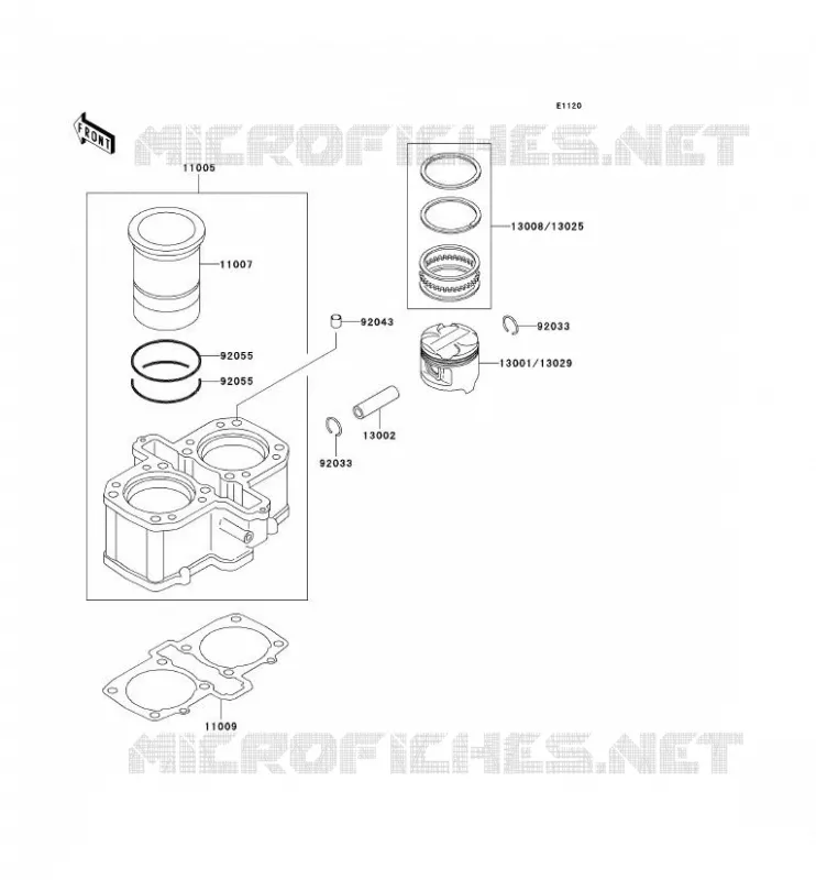 CYLINDRE/PISTON Kawasaki MOTOS 500 2003 GPZ500S  EX500-D10