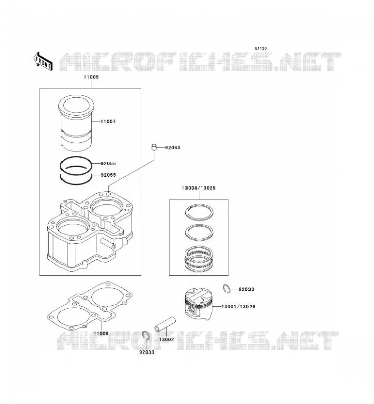 CYLINDRE/PISTON Kawasaki MOTOS 500 1995 GPZ500S  EX500-D2