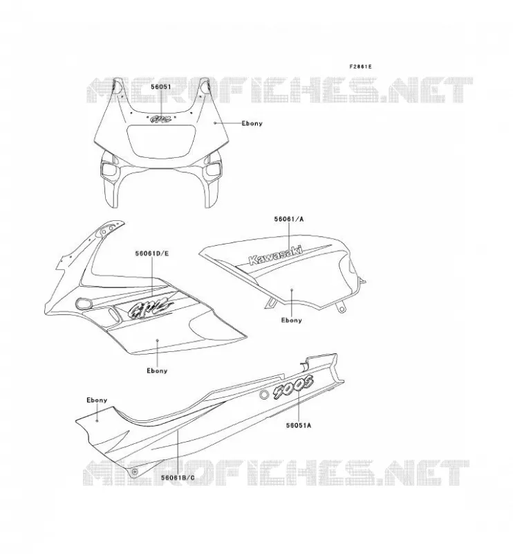 STICKER(EBONY) Kawasaki MOTOS 500 1996 GPZ500S  EX500-D3