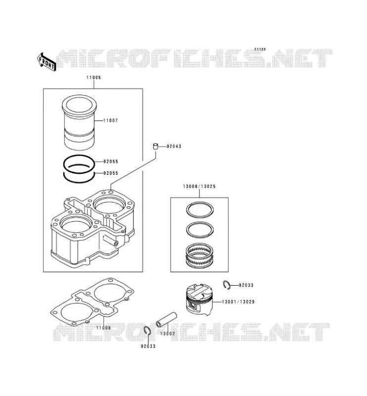 CYLINDRE/PISTON Kawasaki MOTOS 500 1999 GPZ500S  EX500-D6