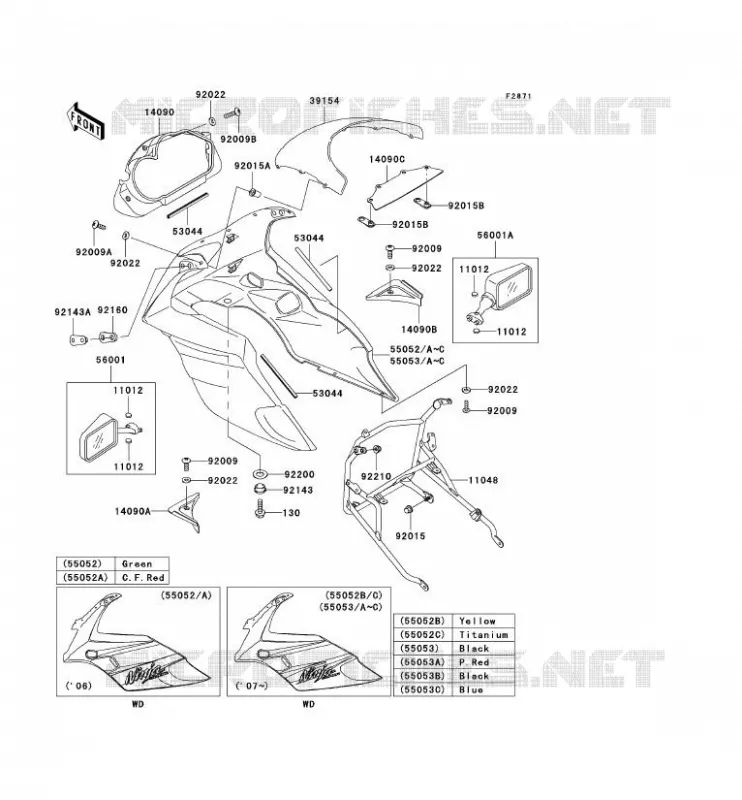 CARENAGE Kawasaki MOTOS 500 2006 GPZ500S  EX500D6F