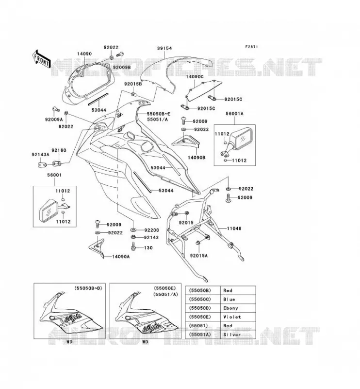 CARENAGE Kawasaki MOTOS 500 2000 GPZ500S  EX500-D7