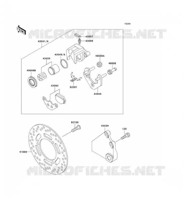 FREIN ARRIERE Kawasaki MOTOS 500 2001 GPZ500S  EX500-D8