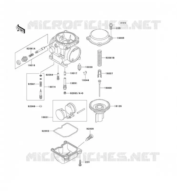 PI&Egrave;CES DE CARBURATEUR Kawasaki MOTOS 500 2002 GPZ500S  EX500-D9