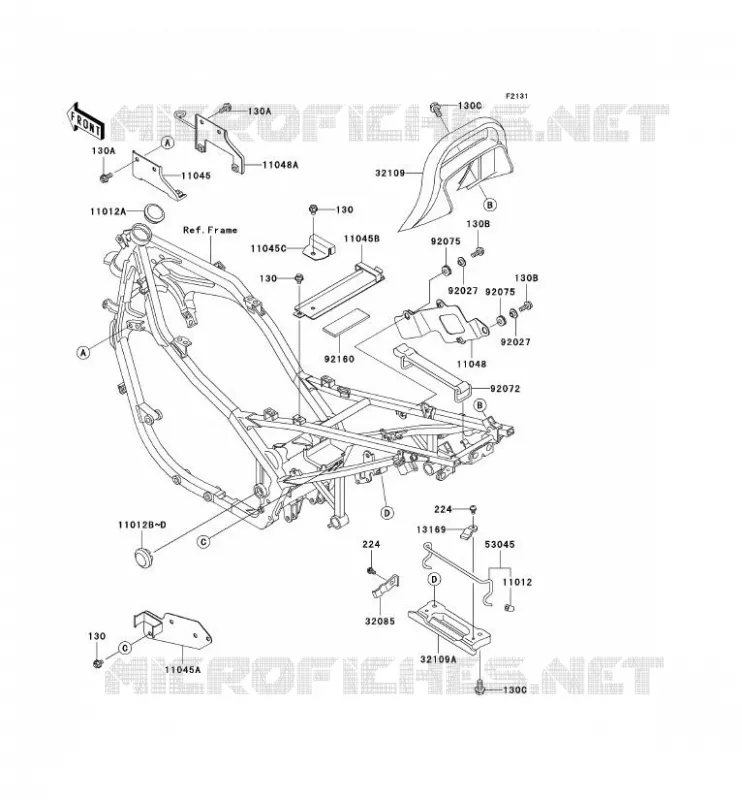 PIECE DE CADRE (COUVERTURE) Kawasaki MOTOS 500 2009 GPZ500S  EX500D9F