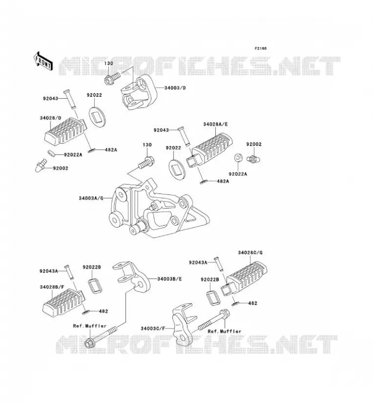 REPOSE PIED Kawasaki MOTOS 500 2009 GPZ500S  EX500D9F