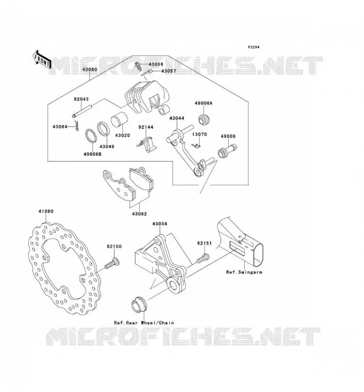 FREIN ARRIERE Kawasaki MOTOS 650 2006 ER-6F  EX650A6F