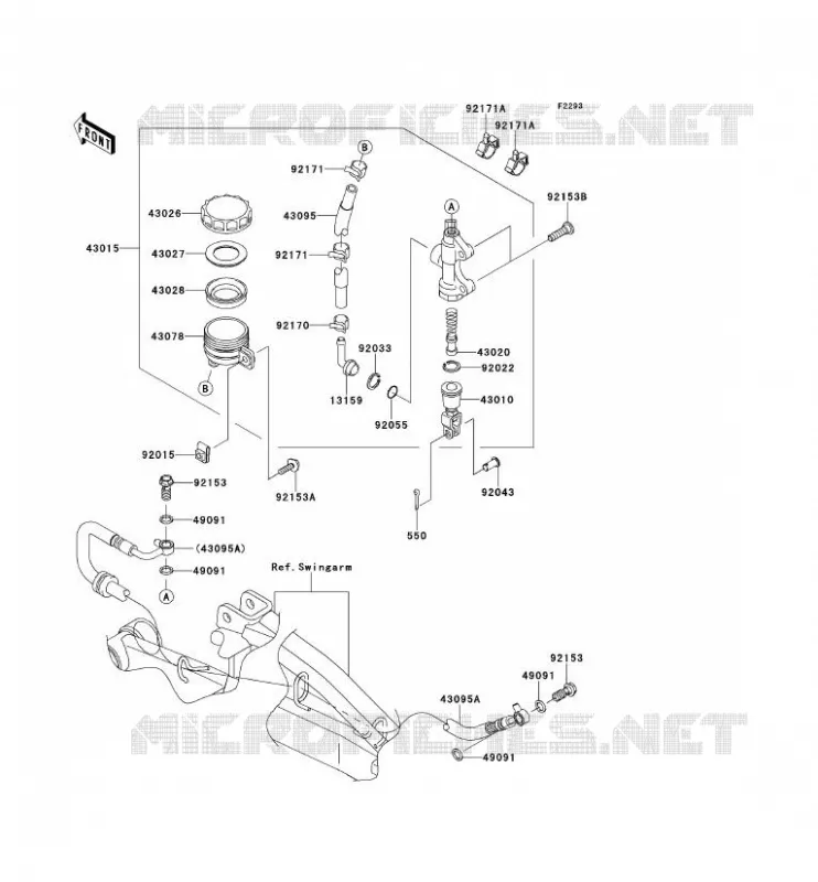 MAITRE CYLINDRE ARRI&Egrave;RE Kawasaki MOTOS 650 2008 ER-6F  EX650A8F