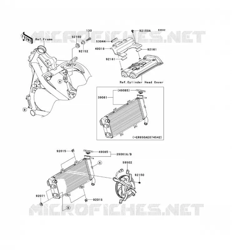 RADIATEUR Kawasaki MOTOS 650 2008 ER-6F  EX650A8F