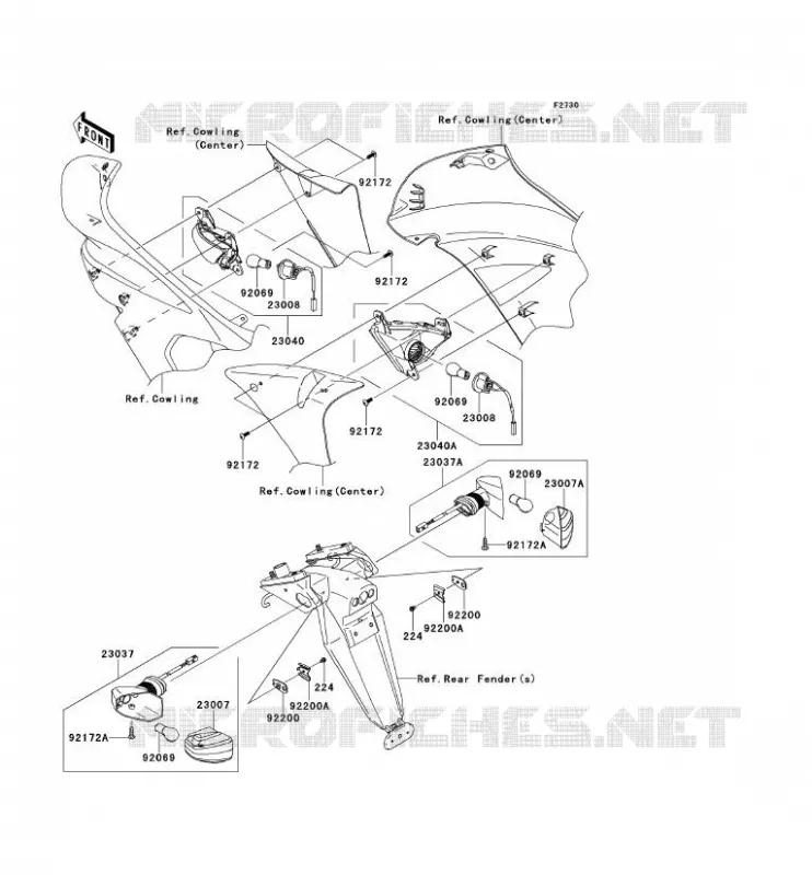 CLIGNOTANTS Kawasaki MOTOS 650 2008 ER-6F  EX650A8F