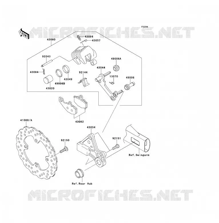 FREIN ARRIERE Kawasaki MOTOS 650 2010 ER-6F  EX650CAF