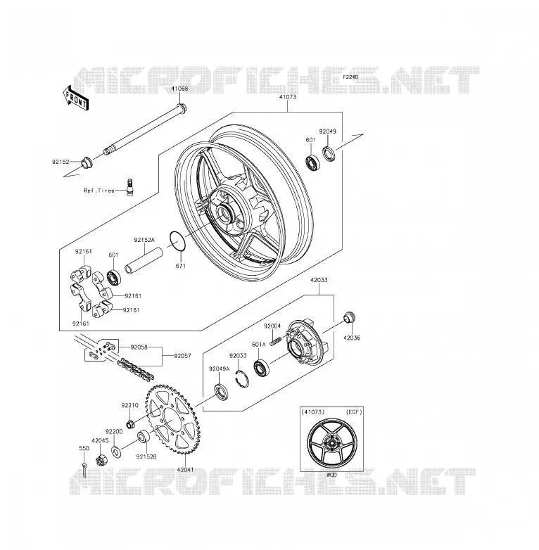 MOYEU ARRIERE Kawasaki MOTOS 650 2012 ER-6F  EX650ECF