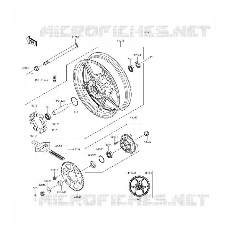 MOYEU ARRIERE Kawasaki MOTOS 650 2012 ER-6F  EX650ECF