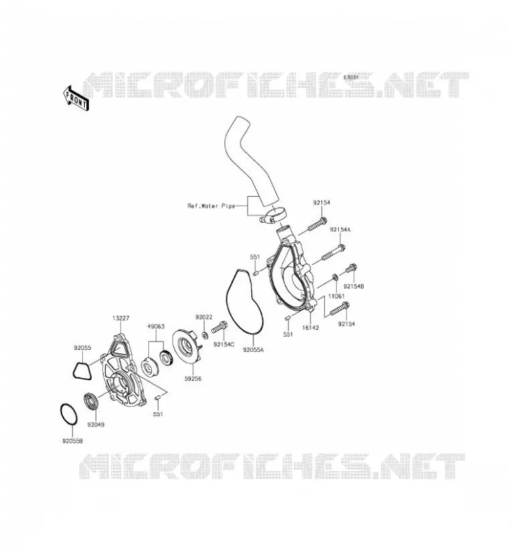POMPE &Agrave; EAU Kawasaki MOTOS 650 2012 ER-6F  EX650ECF