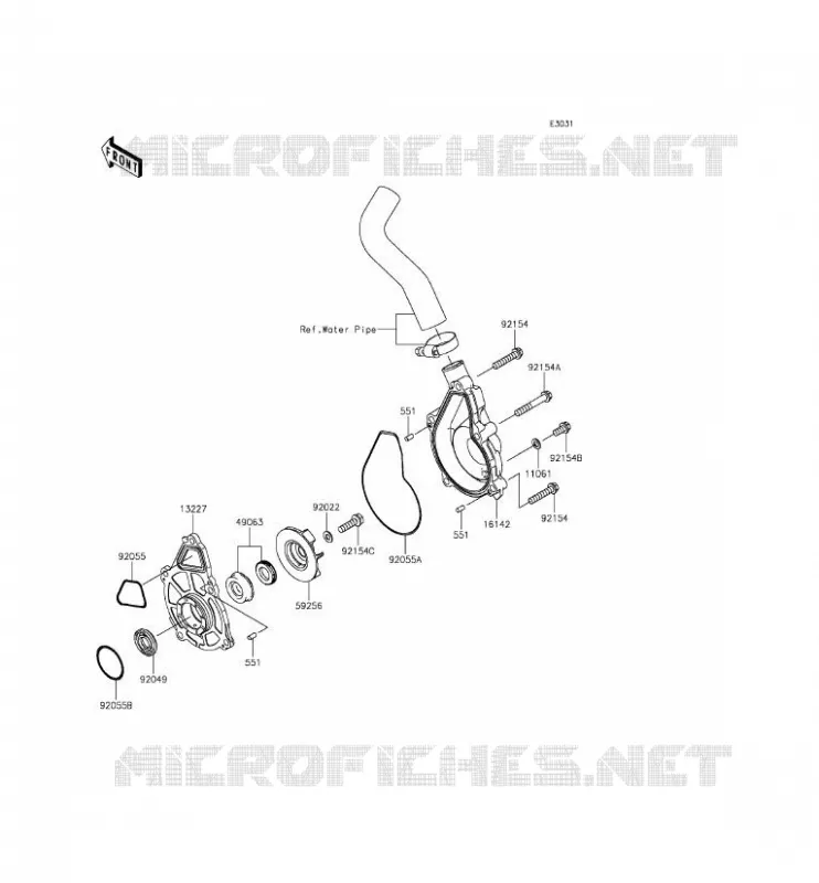 POMPE &Agrave; EAU Kawasaki MOTOS 650 2012 ER-6F  EX650ECF