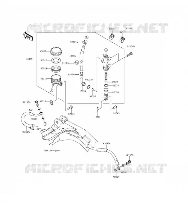 MAITRE CYLINDRE ARRI&Egrave;RE Kawasaki MOTOS 650 2013 ER-6F  EX650EDS