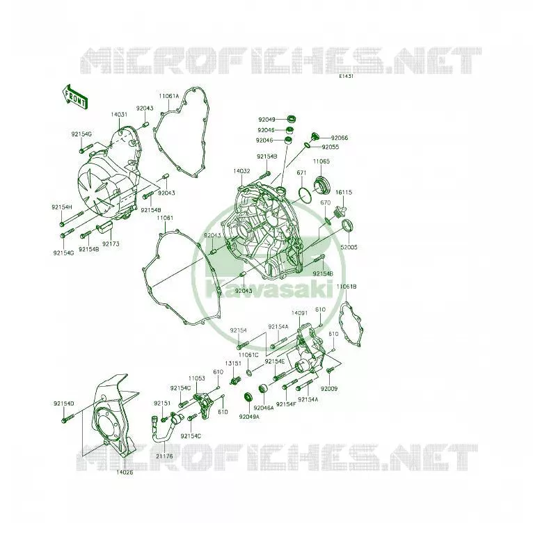 COUVERCLES MOTEUR Kawasaki MOTOS 650 2014 ER-6F  EX650EEF