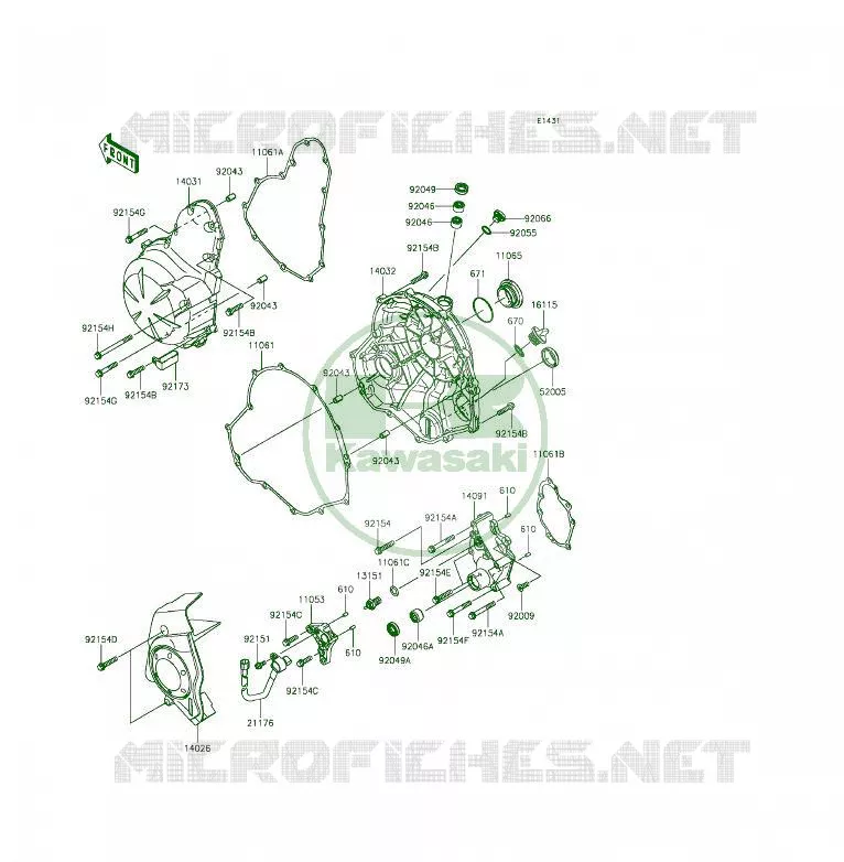 COUVERCLES MOTEUR Kawasaki MOTOS 650 2014 ER-6F  EX650EEF