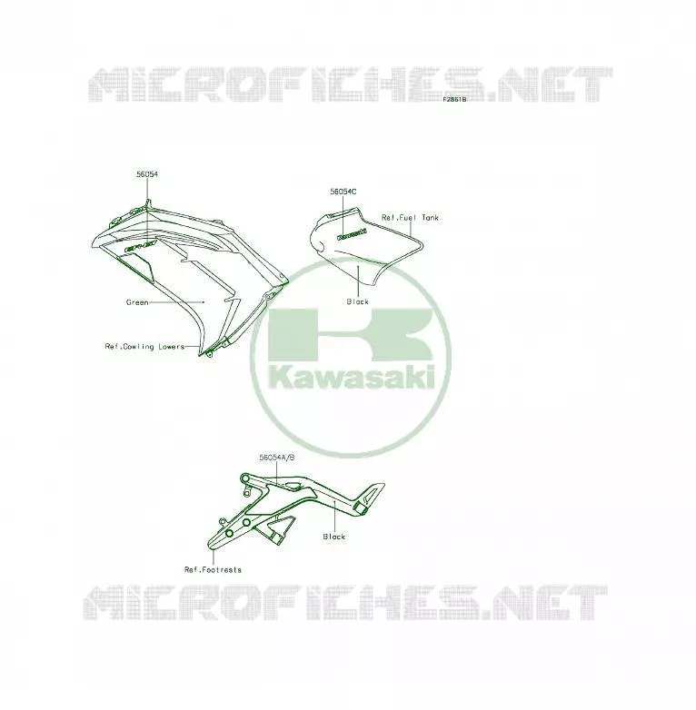 Decals(Green)(EDS) Kawasaki MOTOS 650 2014 ER-6F  EX650EEF