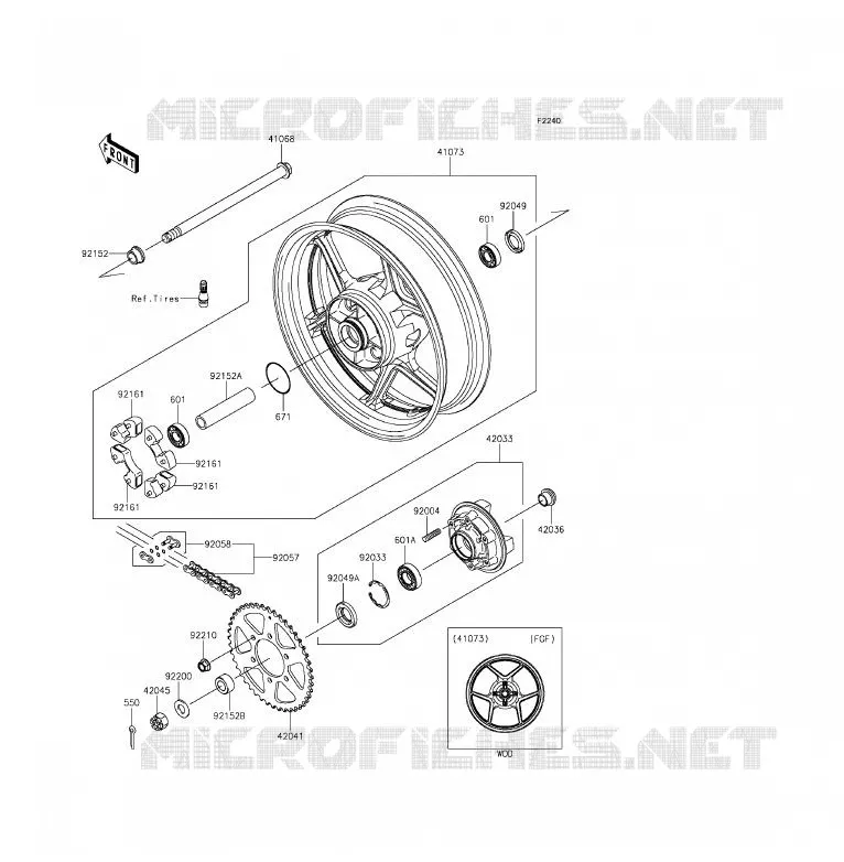 ROUE ARRI&Egrave;RE/CHAINE Kawasaki MOTOS 650 2013 ER-6F ABS  EX650FDS
