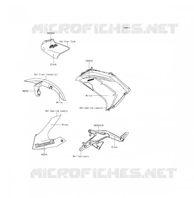 STICKER(WHITE) Kawasaki MOTOS 650 2013 ER-6F ABS  EX650FDS