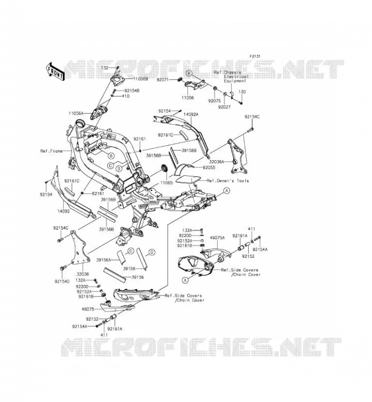 PIECE DE CADRE (COUVERTURE) Kawasaki MOTOS 650 2014 ER-6F ABS  EX650FEF