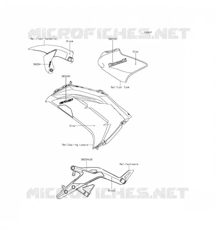 STICKER(GRAY) Kawasaki MOTOS 650 2014 ER-6F ABS  EX650FEF