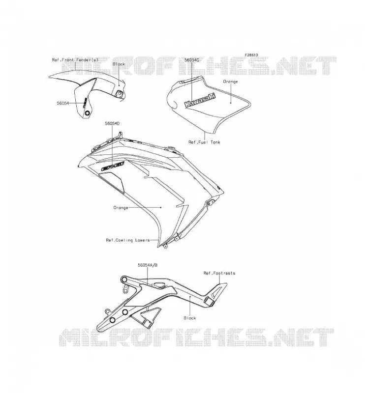 STICKER(ORANGE) Kawasaki MOTOS 650 2014 ER-6F ABS  EX650FEF