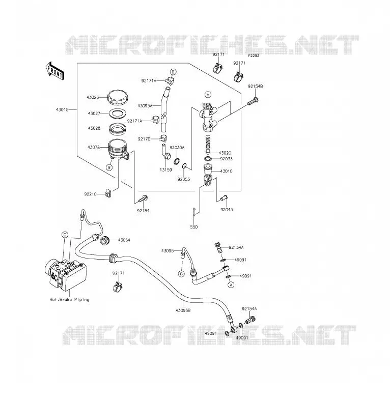 MAITRE CYLINDRE ARRI&Egrave;RE Kawasaki MOTOS 650 2014 ER-6F ABS  EX650FEF