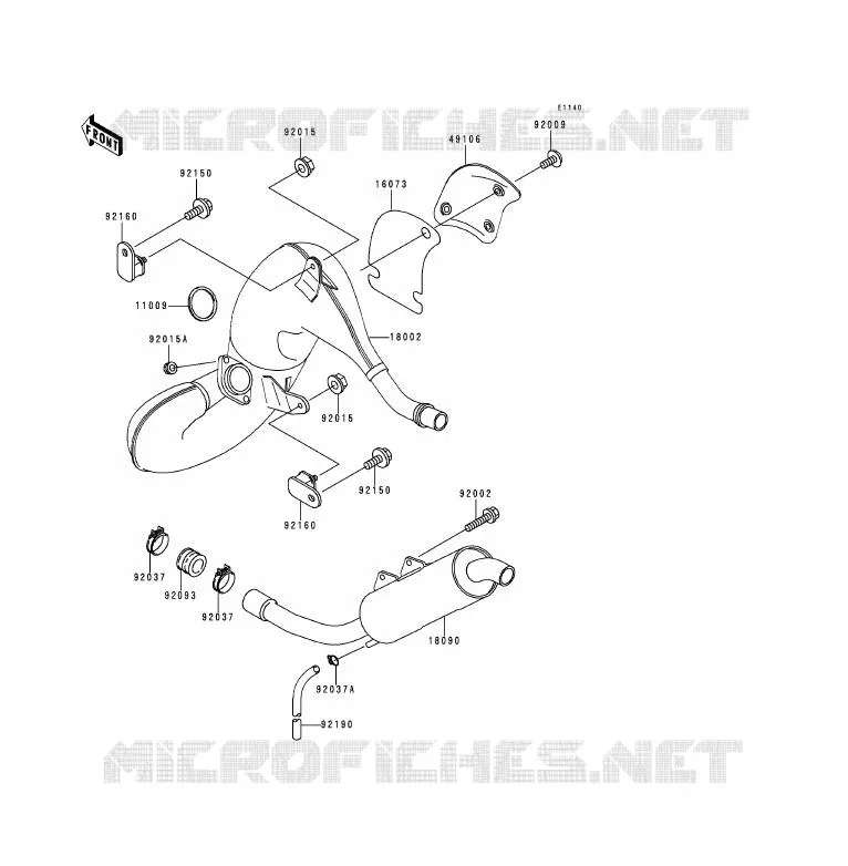 &Eacute;CHAPPEMENT Kawasaki MOTOS 125 1992 KDX125SR  KDX125-B3