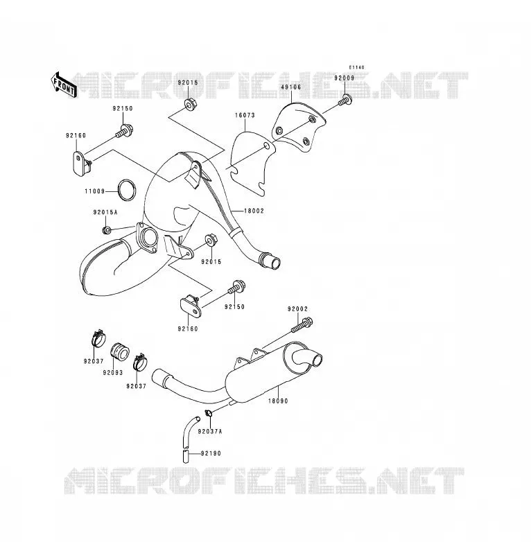 &Eacute;CHAPPEMENT Kawasaki MOTOS 125 1993 KDX125SR  KDX125-B4