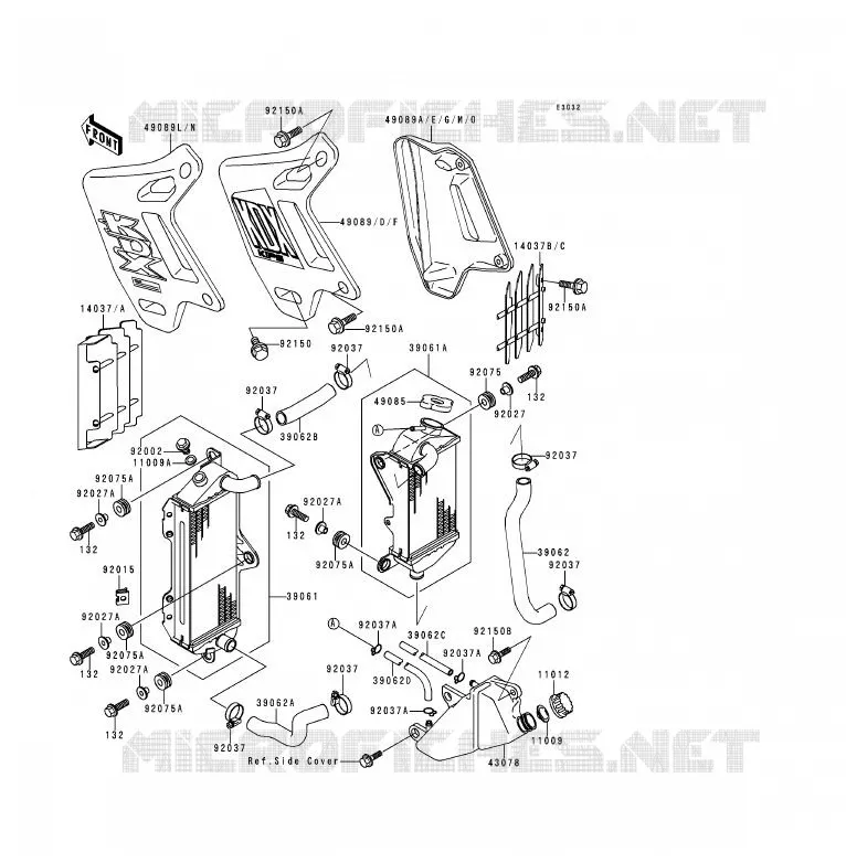 RADIATEUR Kawasaki MOTOS 200 1991 KDX200  KDX200-E3