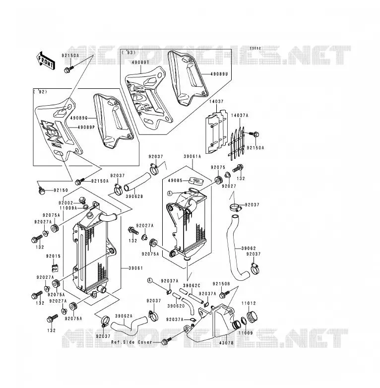RADIATEUR Kawasaki MOTOS 200 1993 KDX200  KDX200-E5