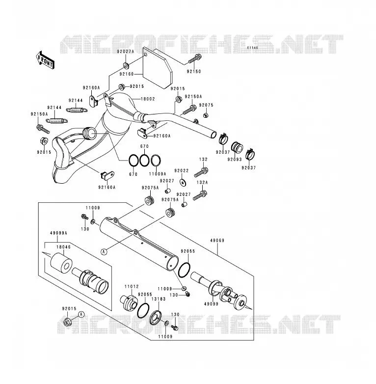 &Eacute;CHAPPEMENT Kawasaki MOTOS 200 1993 KDX200  KDX200-E5
