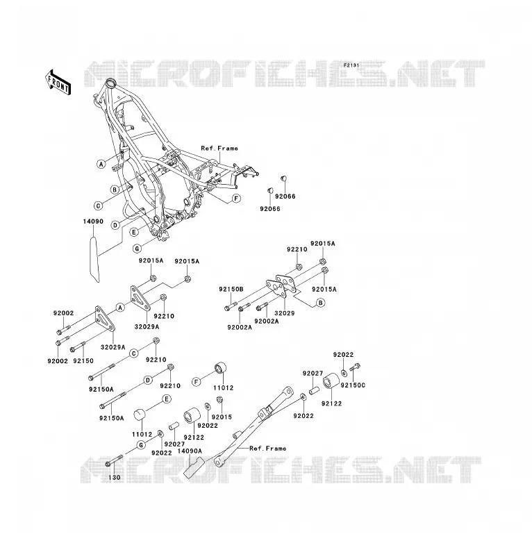 PIECE DE CADRE (COUVERTURE) Kawasaki MOTOS 200 1995 KDX200  KDX200-H1