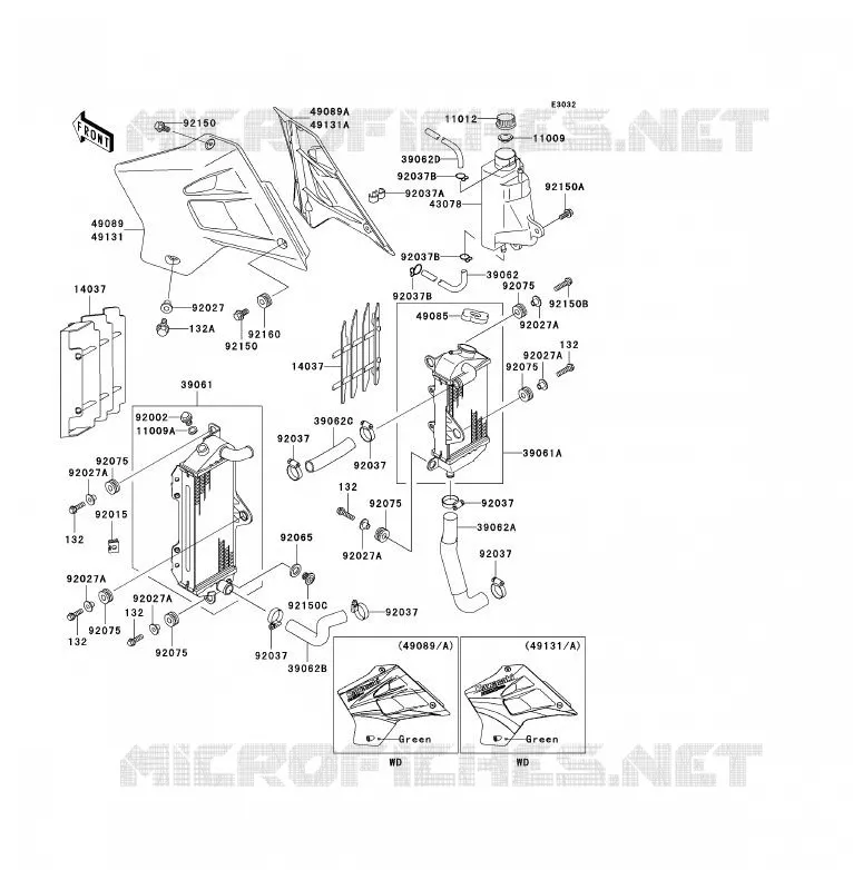 RADIATEUR Kawasaki MOTOS 200 2005 KDX200  KDX200-H11