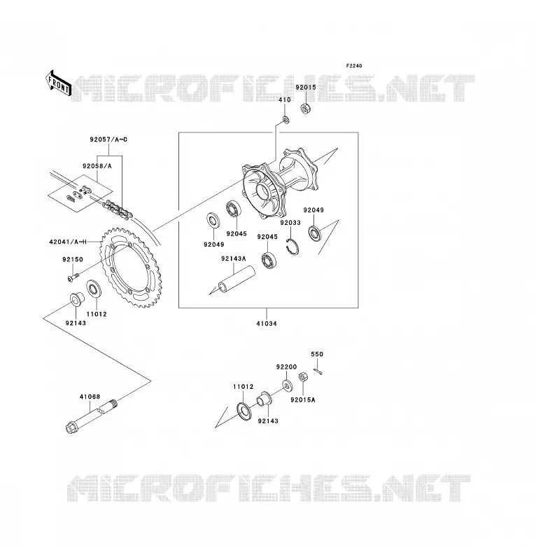 MOYEU ARRIERE Kawasaki MOTOS 200 2000 KDX200  KDX200-H6